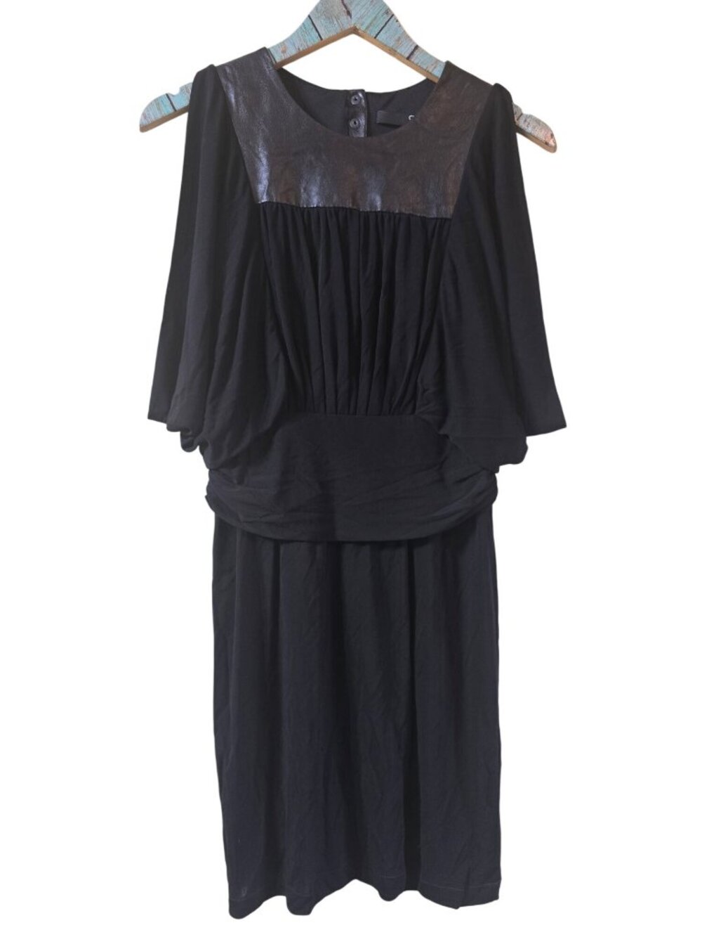 Cut25 by Yigal Azrouel Black Open Sleeve Midi Waist Band Dress, Sz. 6